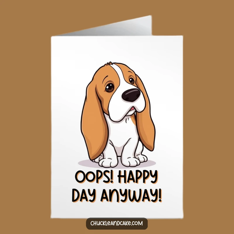 Free Printable Basset Hound Birthday Card - Funny Tripping Dog, Droopy Ears, Downloadable Gift