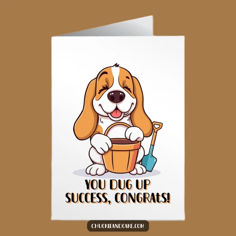 Congrats Basset Hound Card: Free Printable Winking Pup Downloadable Gift
