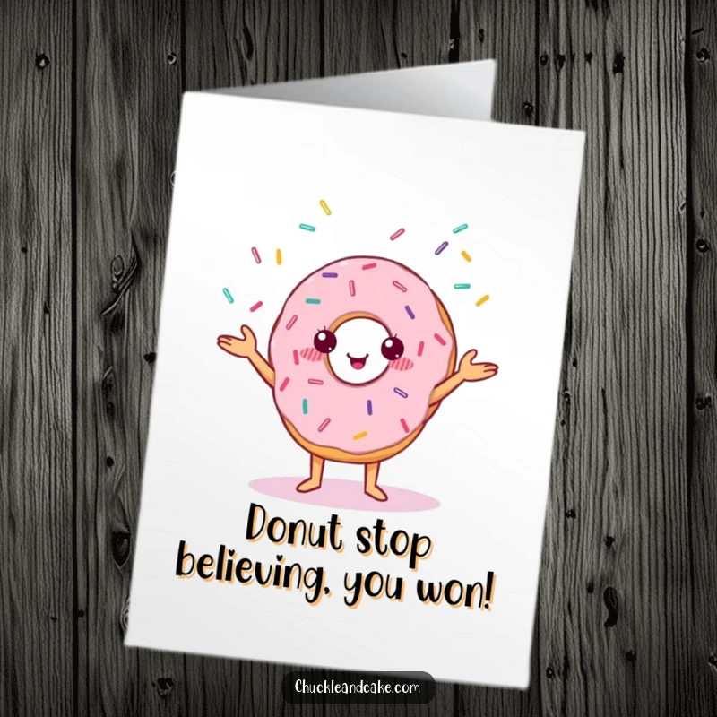 Funny Free Printable Congratulations Card: Anthropomorphic Donut Cheerfully Juggling Sprinkles, Celebrating Achievements with Skill