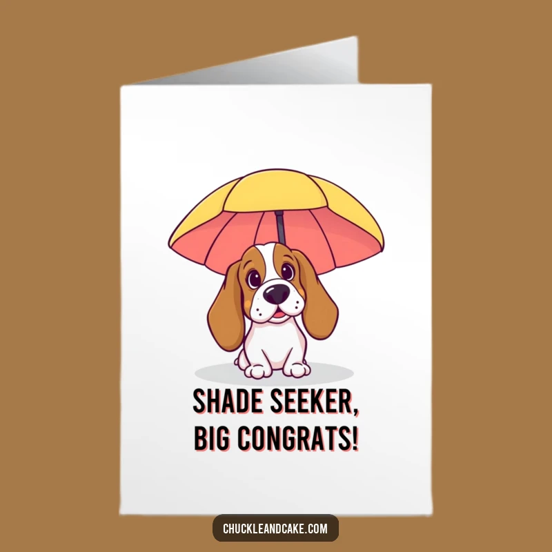 Free Printable Basset Hound Congrats Card: Beach Dog's Sunny Wishes Downloadable