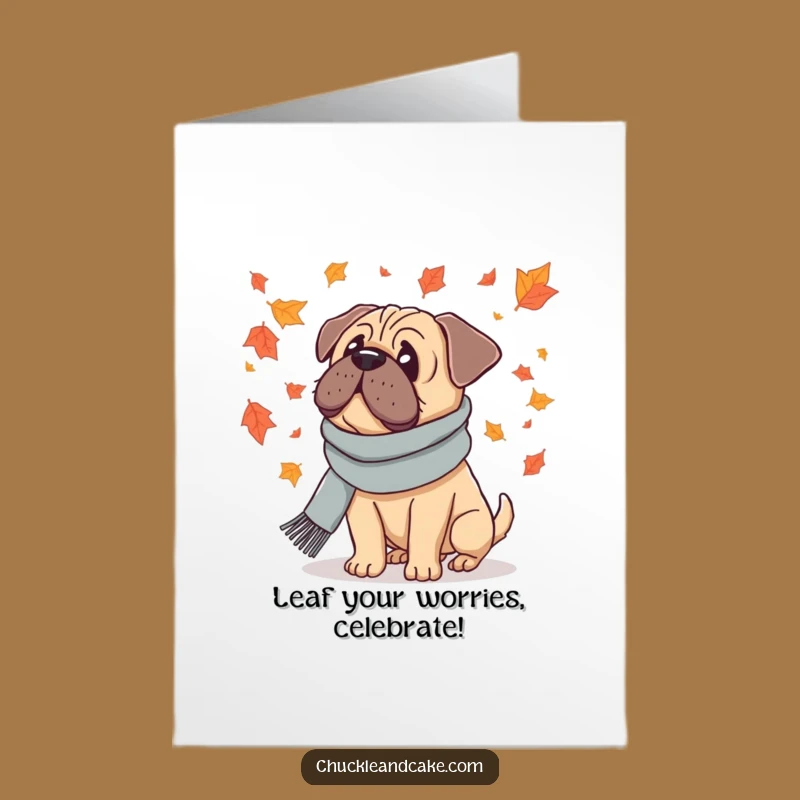 Free Printable Congrats Card: Autumn Bullmastiff, Downloadable Seasonal Celebration