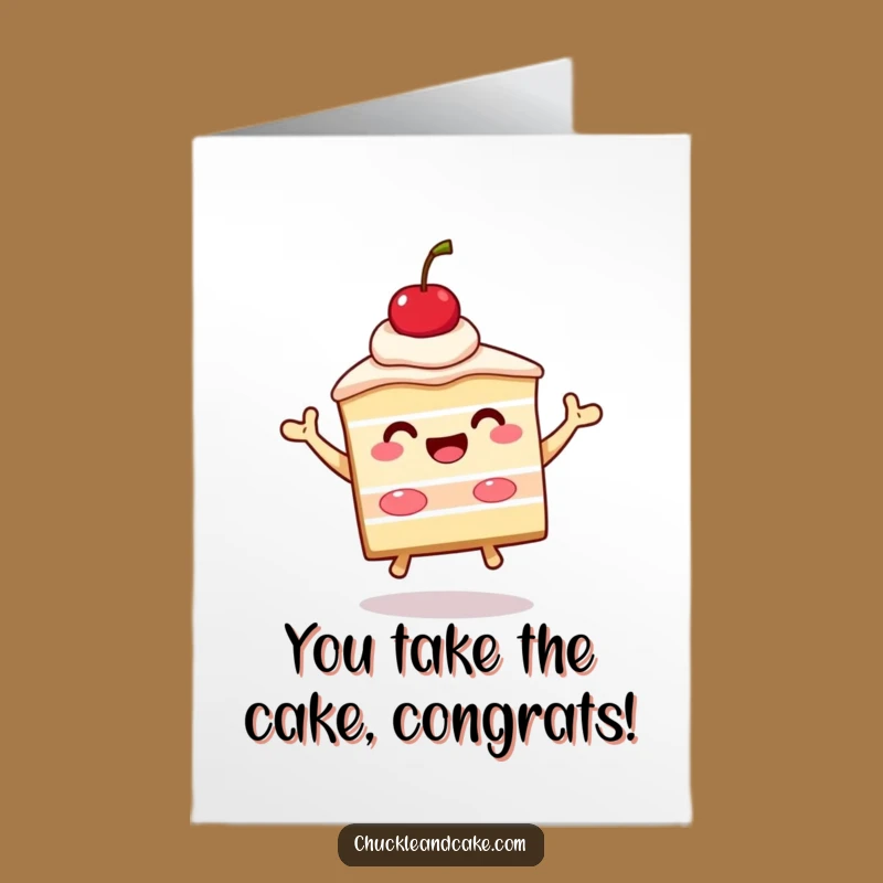 Free Printable Congrats Card: Jumping Cake Funny Downloadable for Cheers and Smiles