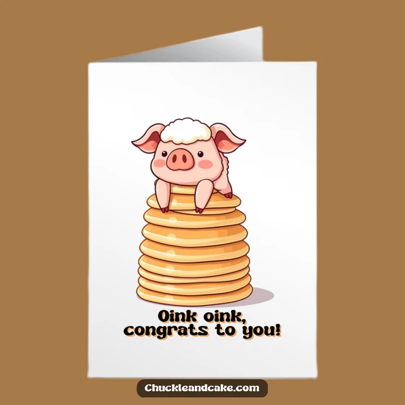 Free Printable Congrats Card: Pig & Pancakes, Witty Downloadable