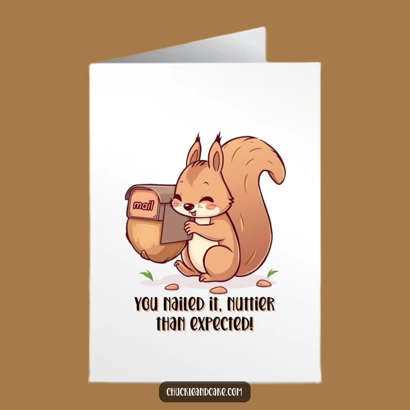Free Printable Congrats Card: Squirrel's Giant Nut Mail Success, Humorous Downloadable