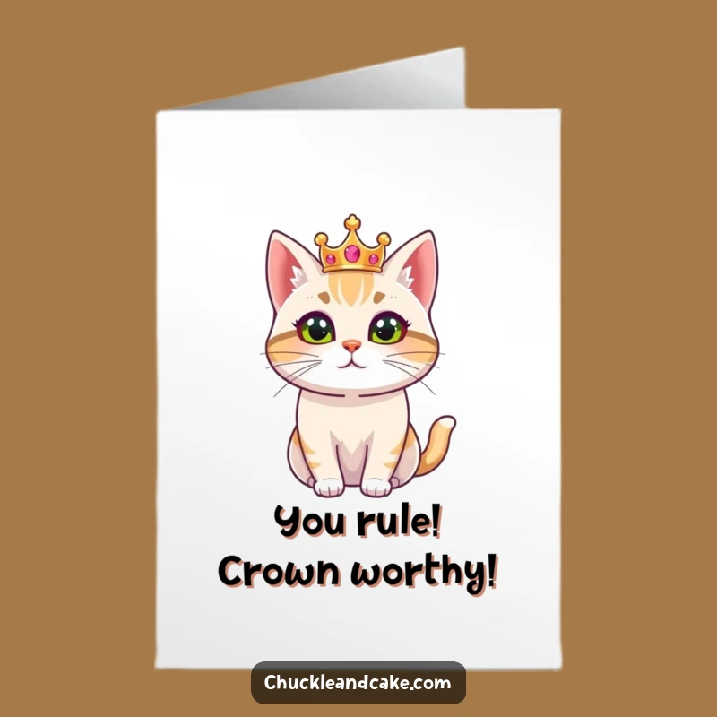 Free Printable Royal Bobtail Cat Congrats Card: Regal Wishes for Your Success!