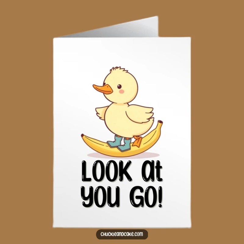 Free Printable Congrats Card: Duck's Unplanned Tumble - Funny Downloadable Gift