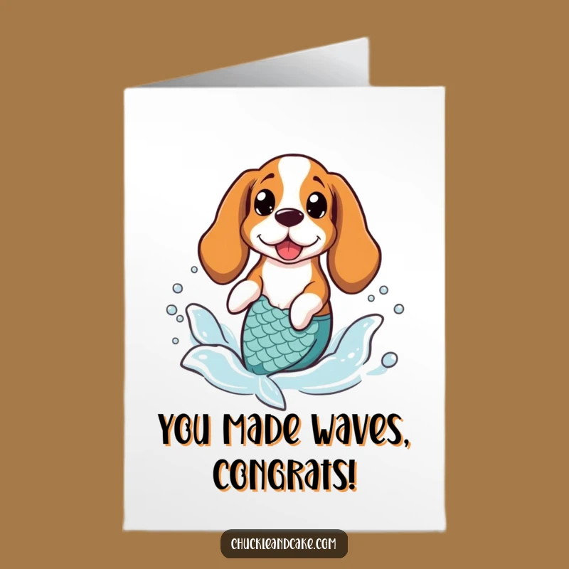 Mermaid Basset Hound Congrats Card: Free Printable Splashy Pup Gift