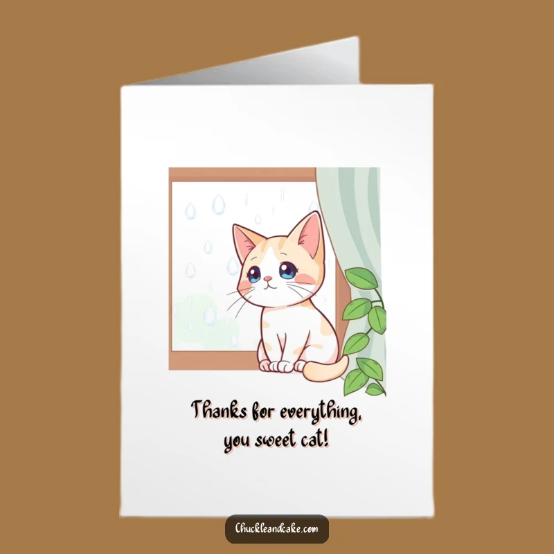 Free Printable Bobtail Cat Thank You Card: Cozy Thanks on a Rainy Day