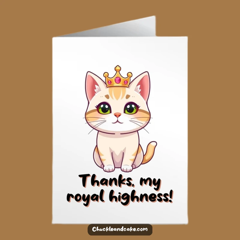Free Printable Royal Bobtail Cat Thank You Card: Regal Thanks from Your Feline Majesty