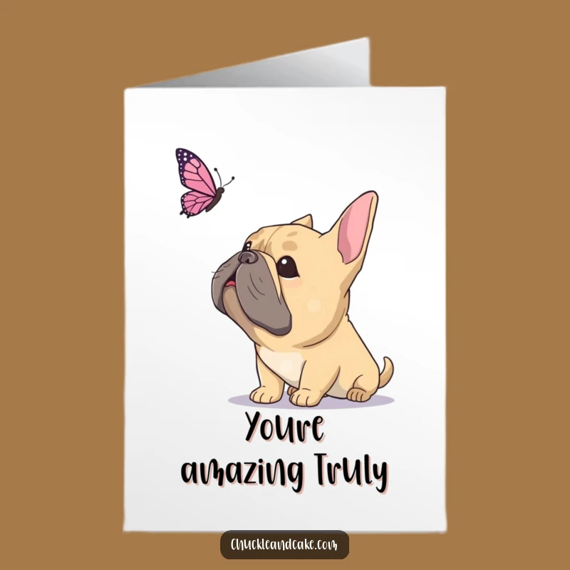 Free Printable Thank You Card: Bullmastiff Appreciates Butterfly Beauty - Downloadable Grateful Dog Art