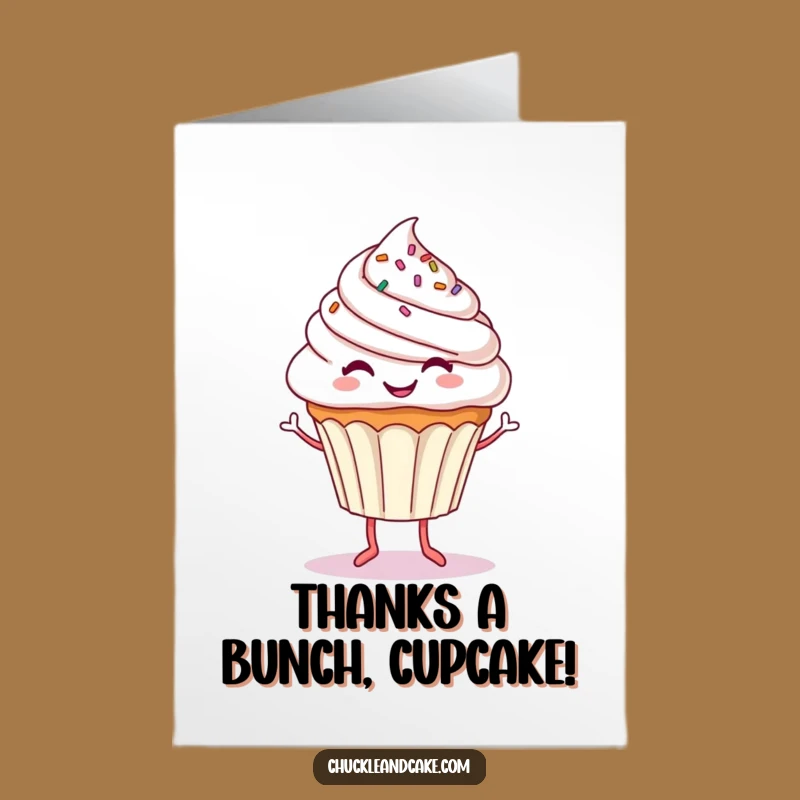 Free Printable Thank You Card: Dancing Cupcake, Sweet Downloadable Gift for Showing Gratitude
