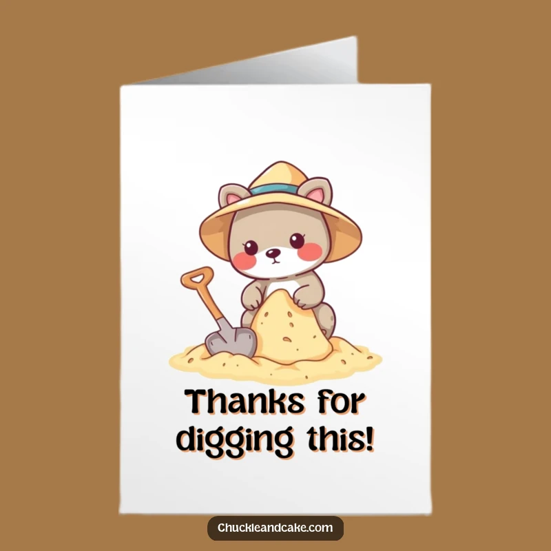 Free Printable Thank You Card: Funny Sandcastle Animal for a Grateful, Downloadable Gift
