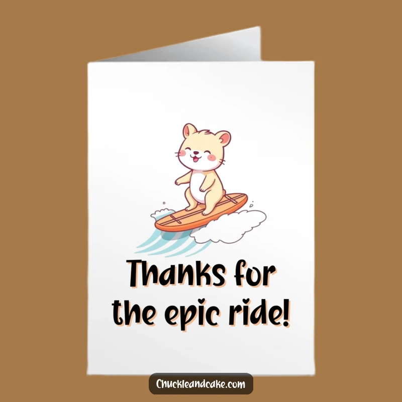 Free Printable Thank You Card: Funny Surfing Animal for a Grateful, Downloadable Gift