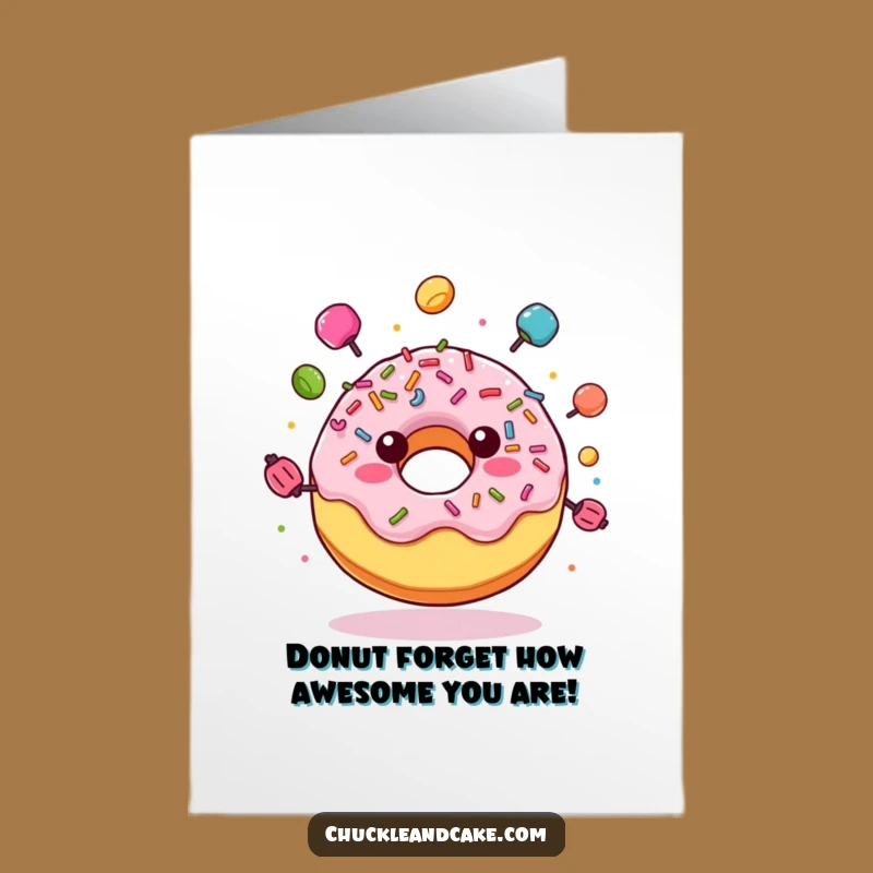 Free Printable Thank You Card: Juggling Donut, Humorous Downloadable Gift to Show Appreciation