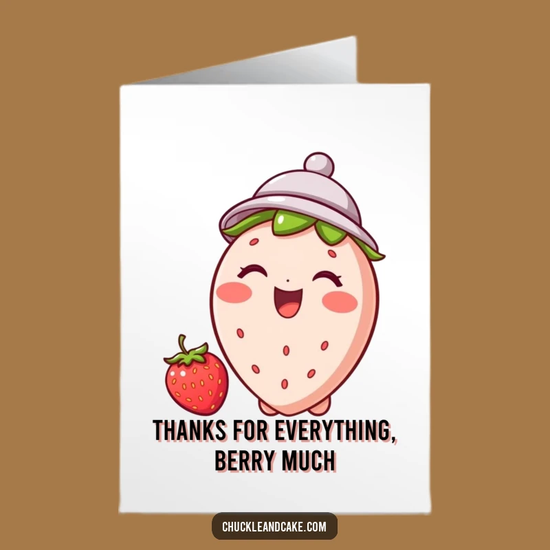 Free Printable Thank You Card: Strawberry Hat Giggles - Funny Downloadable Gift!