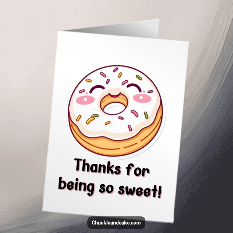 Funny Free Printable Thank You Card: A delighted donut with sprinkles winks playfully, expressing sweet appreciation.