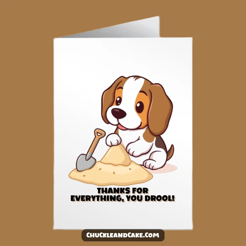 Humorous Thank You Card: Basset Hound Sandcastle Builder Free Printable Download