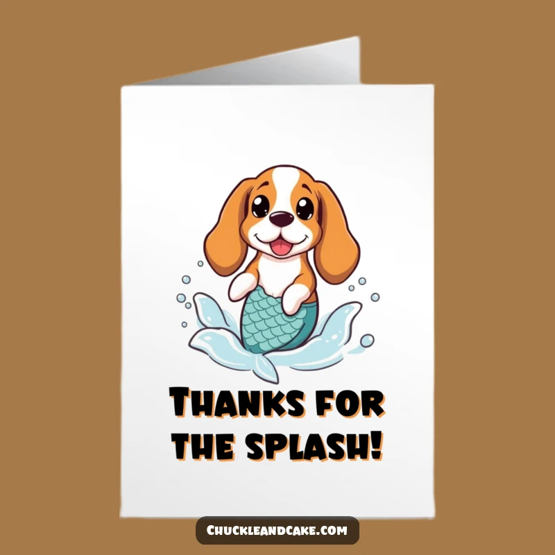 Mermaid Basset Hound Thank You Card: Free Printable Splashy Pup Gift
