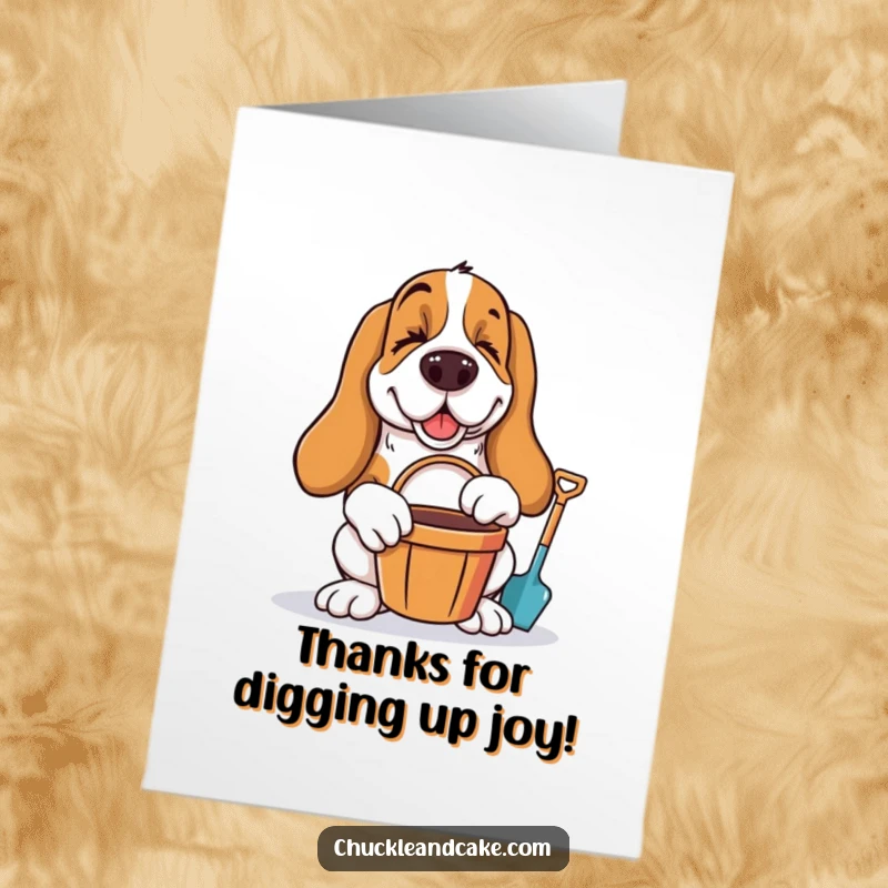 Funny Free Printable Thank You Card featuring a winking Basset Hound with beach gear, conveying a grateful message.