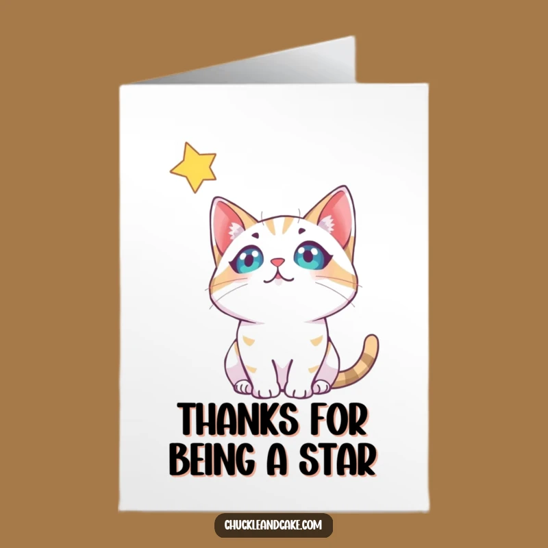 Free Printable Bobtail Cat Star Thank You Card - Funny Downloadable Gift