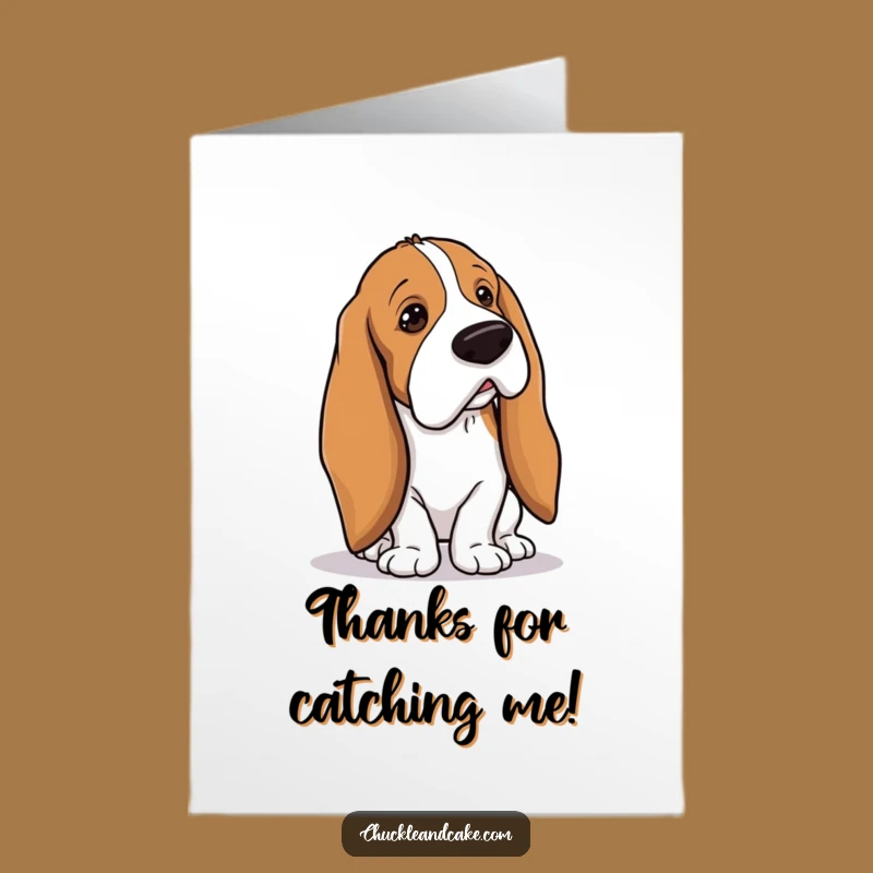 Free Printable Basset Hound Thank You Card - Droopy Ears, Tripping Fun, Downloadable Design