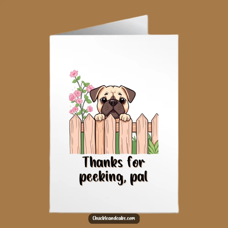 Free Printable Thank You Card: Curious Bullmastiff Peeking Funny Downloadable Gift