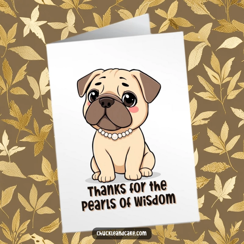 Funny Free Printable Thank You Card: An elegant Bullmastiff with a pearl necklace conveys sincere thanks with sophisticated charm.