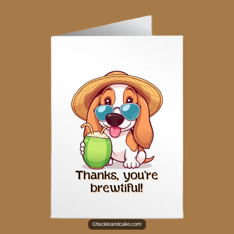 Tropical Thank You Free Printable: Basset Hound Coconut Cheers Download