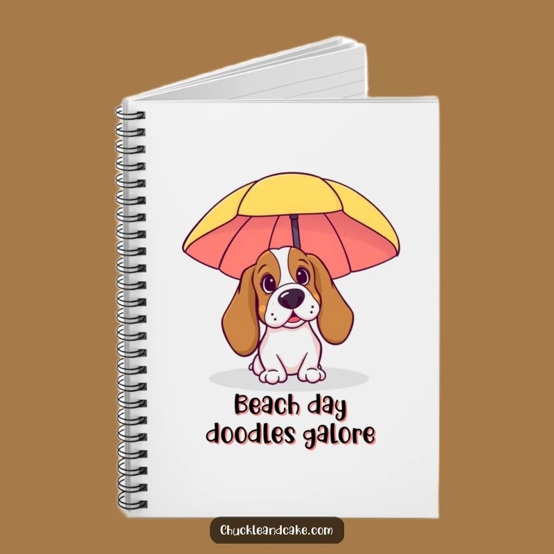 Funny Beach Basset Hound Notebook: Peeking Pup Journal, Vacation Funny Gift