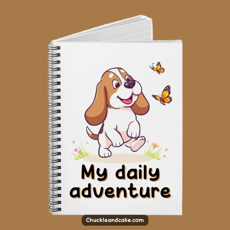 Funny Basset Hound Butterfly Notebook - Droopy Ears Chase Journal, Handy Funny Gift