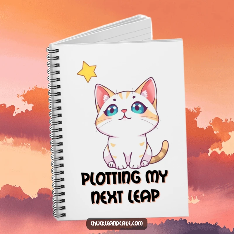 Funny Bobtail Cat Notebook: A bobtail cat gazes at a twinkling star, ideal for journaling dreams and thoughts.