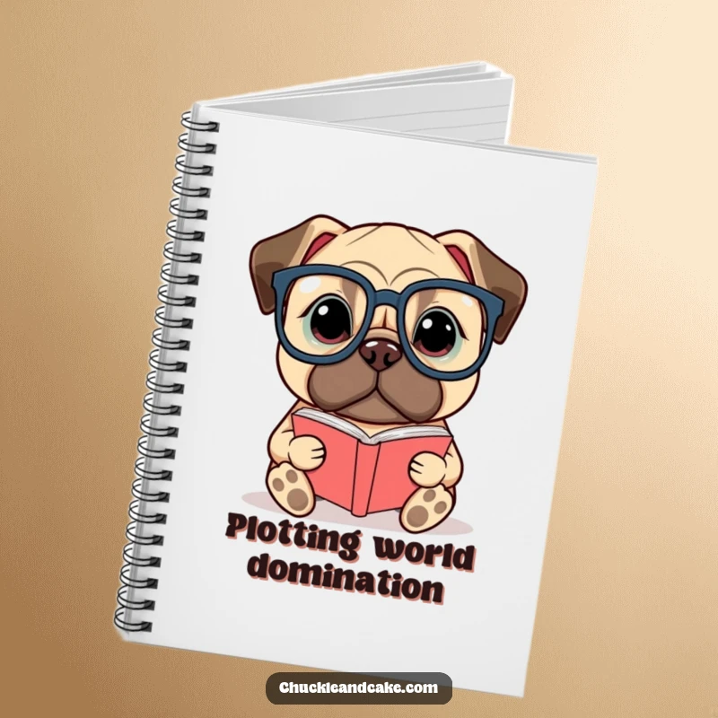 Funny Bullmastiff notebook with a cover showing a dog wearing glasses and reading a small book, perfect for jotting down ideas.