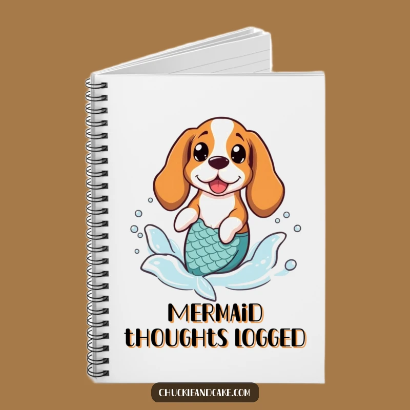 Funny Basset Hound Mermaid Notebook - Whimsical Ocean Dog Journal Gift