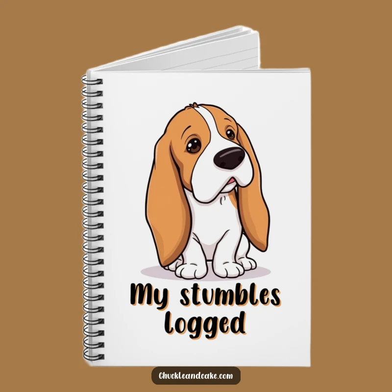 Funny Basset Hound Tripping Notebook - Droopy Ears Mishap Journal, Handy Funny Gift