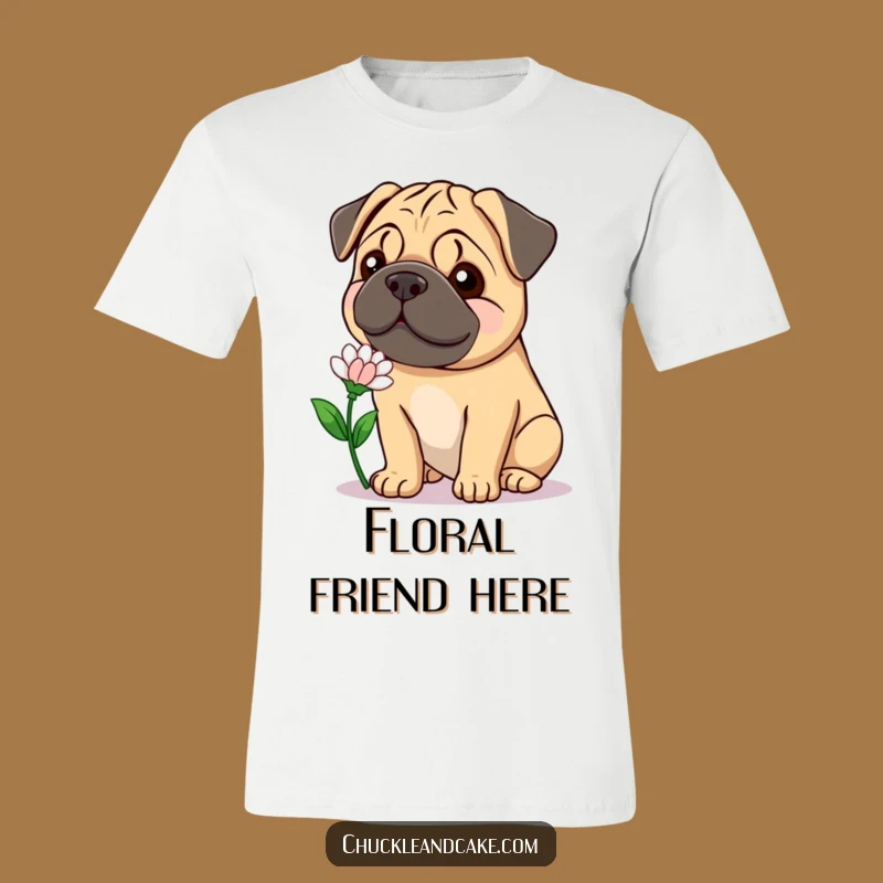 Funny Smiling Bullmastiff T-Shirt - Sweet Flower Offering, Adorable Humor!