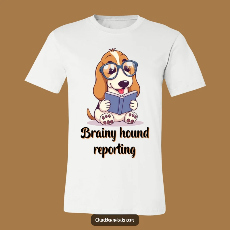 Funny Basset Hound Reader T-Shirt - Spectacles & Book Design, Comfy Funny Gift Tee