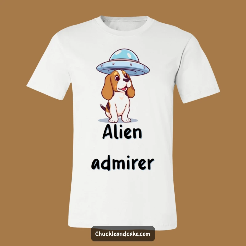 Funny Basset Hound UFO T-Shirt: Humorous Dog & Alien Apparel for Curious Minds