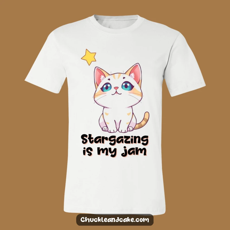 Funny Bobtail Cat Stargazing T-Shirt: Whimsical Wearable Art for Dreamers