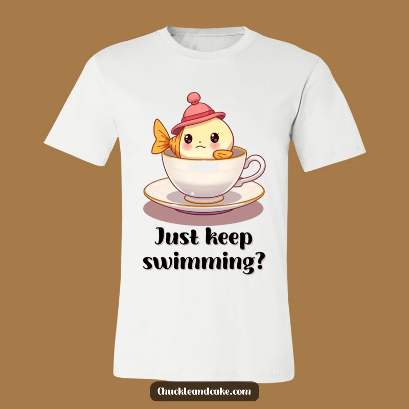 Funny Fish Teacup T-Shirt - Whimsical Wear, Hilarious Gift