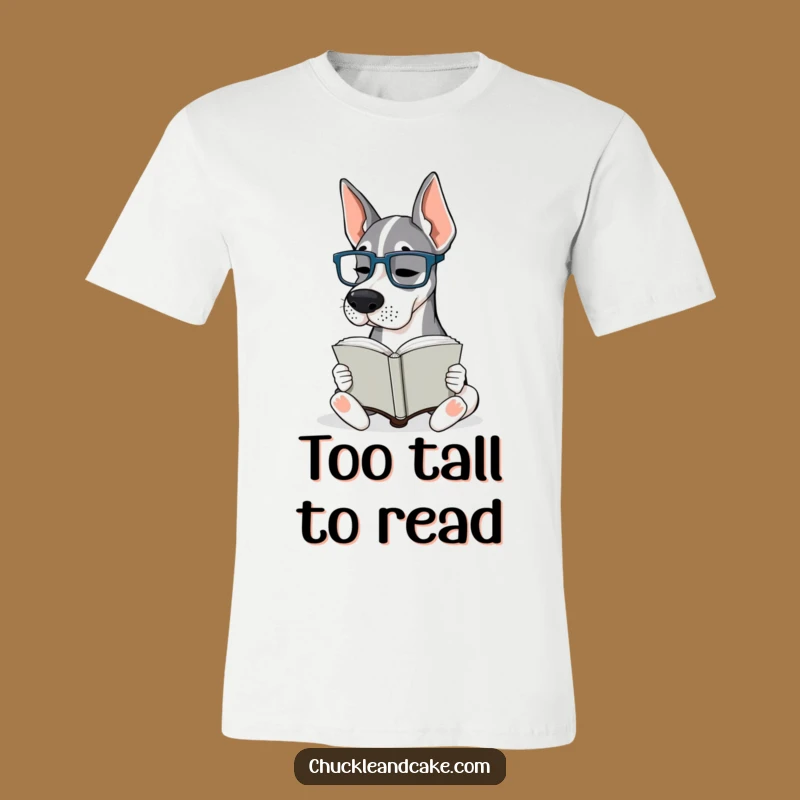 Funny Grand Dane Glasses T-Shirt: Bookworm Dane Reading, Hilarious Dog Apparel!