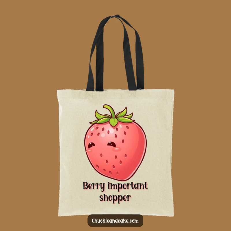 Funny Strawberry Giggle Tote Bag: Carry Your Joy with Tickled Berry Humor, Perfect Funny Gift
