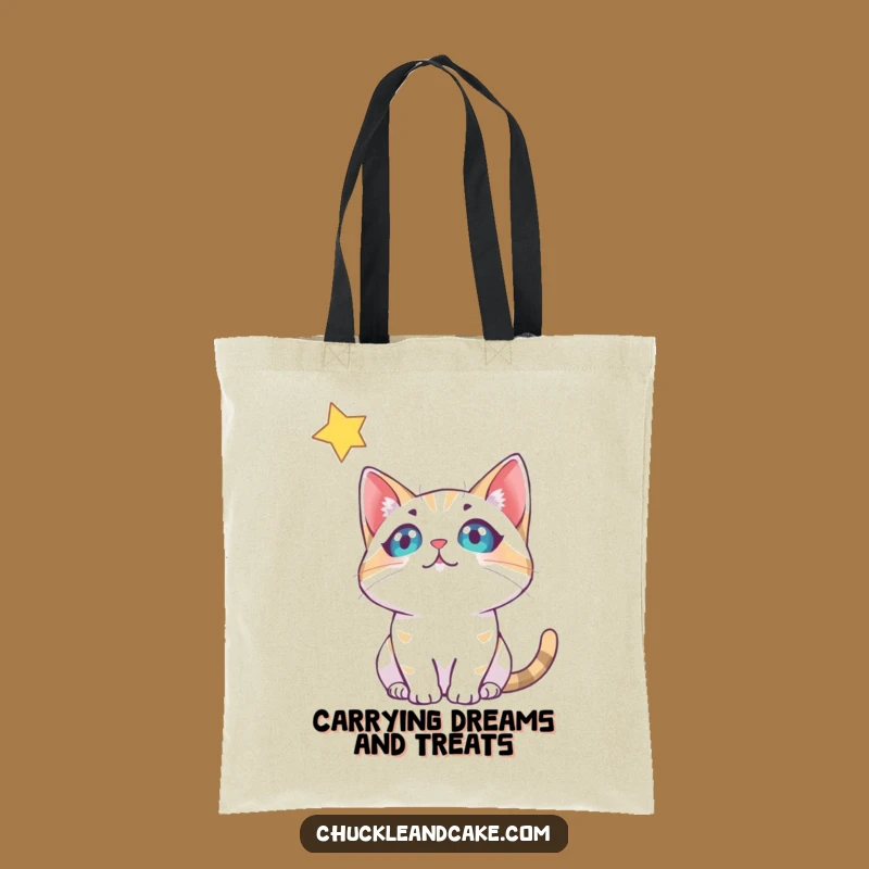 Funny Bobtail Cat Stargazing Tote Bag: Carry Your Dreams Stylishly