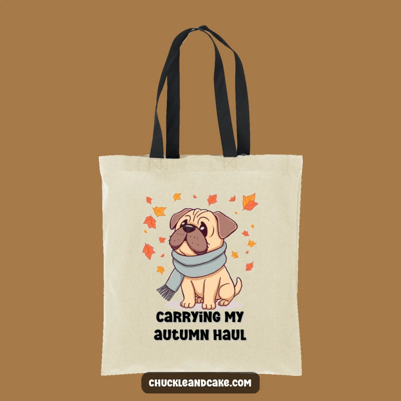 Funny Bullmastiff Autumn Tote Bag - Scarf Dog, Perfect Fall Accessory Gift