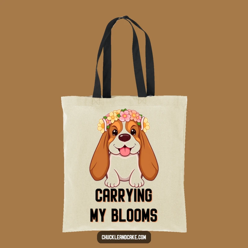 Funny Flower Crown Basset Hound Tote Bag - Carry Your Happiness