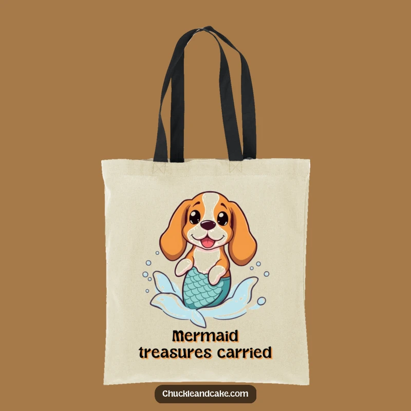 Funny Basset Hound Mermaid Tote Bag - Whimsical Beach Accessory Gift